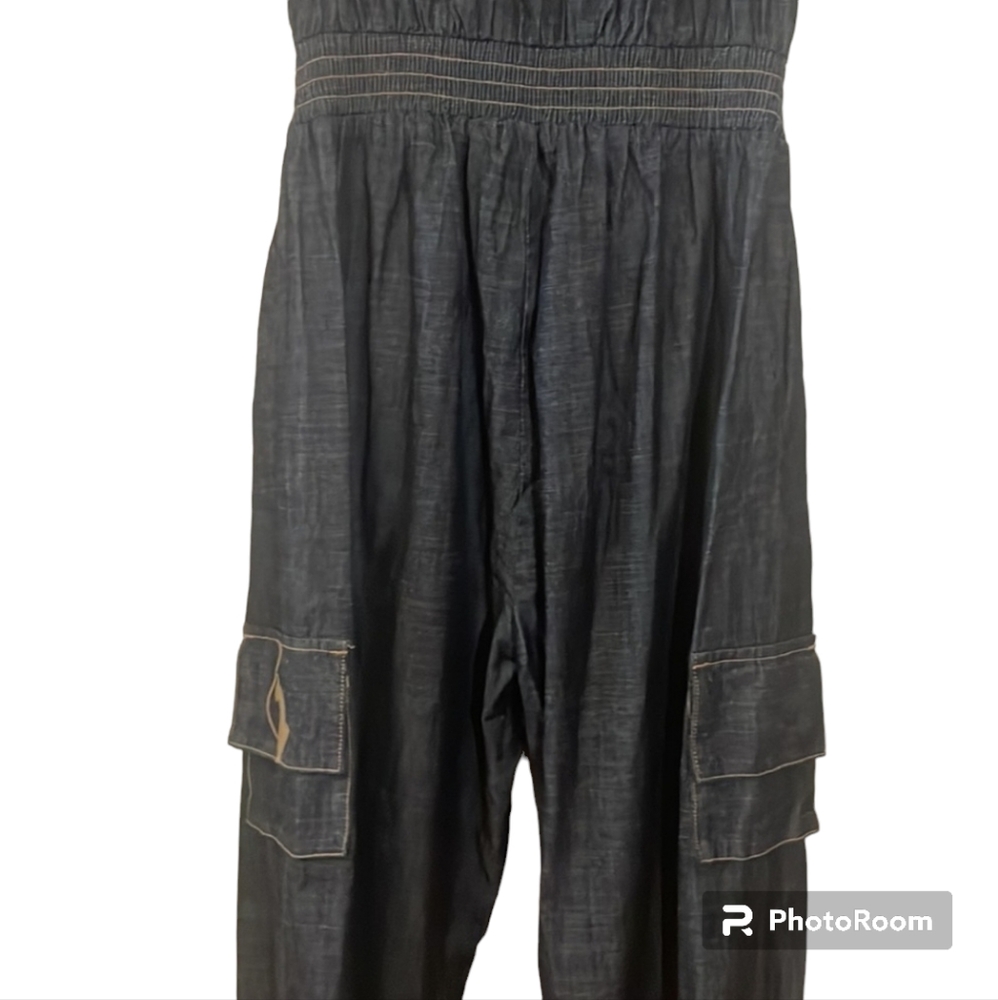 Baby Phat Strapless Denim Cargo Jumpsuit Size 13/15 - Picture 3 of 9